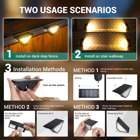 PATIOWIN built-in solar panel lights sit discreetly to avoid clutter and enhance outdoor decor.