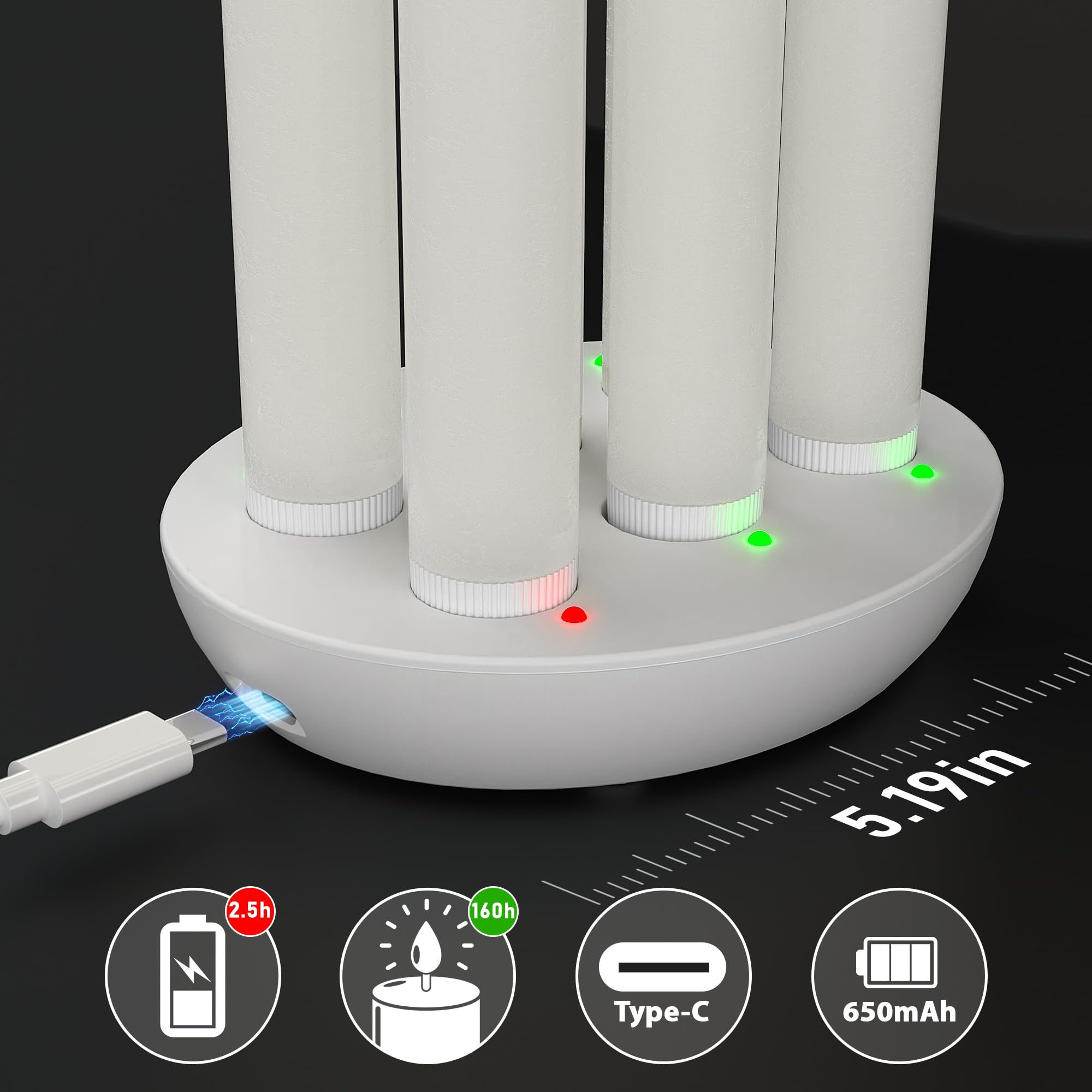 Patiphan 3D flame tapers mimic real candlelight with flicker.