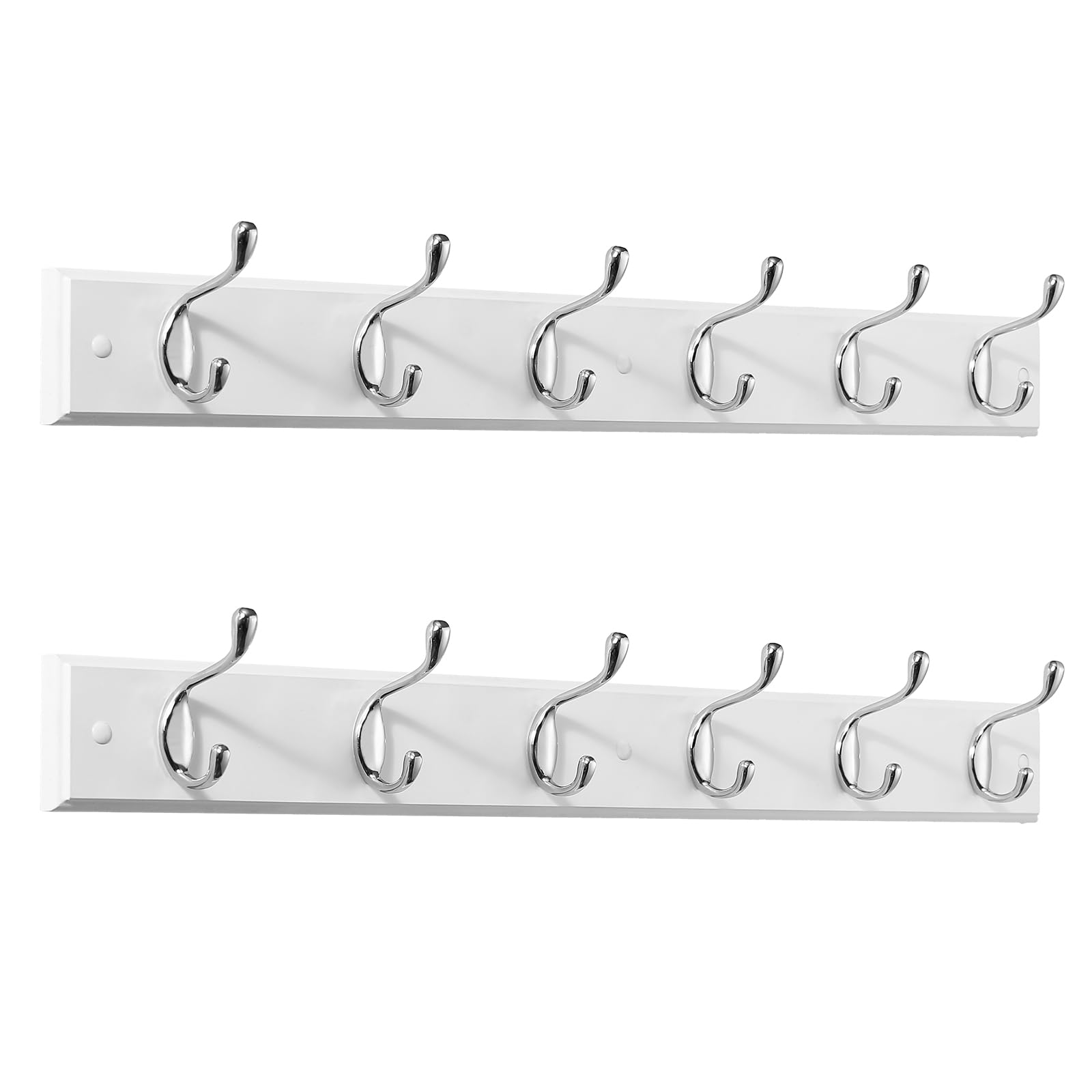 Patouque coat rack wall mount 2-pack with white base for entryway organization