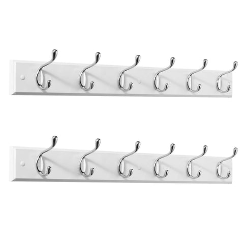 Patouque coat rack wall mount 2-pack with white base for entryway organization