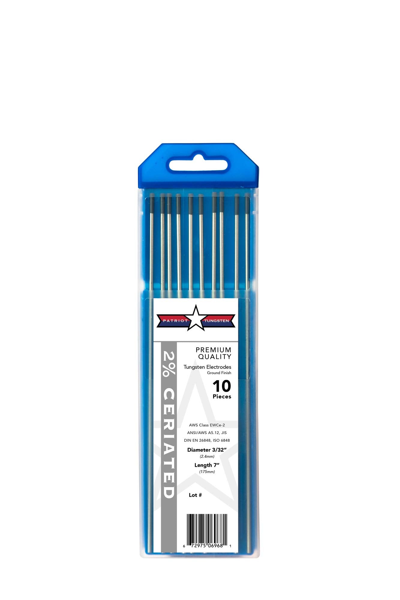 Patriot Tungsten 2% Ceriated TIG electrodes for precise arc ignition at low amperage