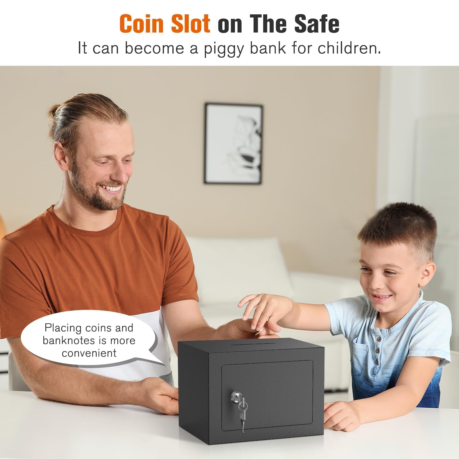 PATRON Small Safe Box showing key lock for easy access