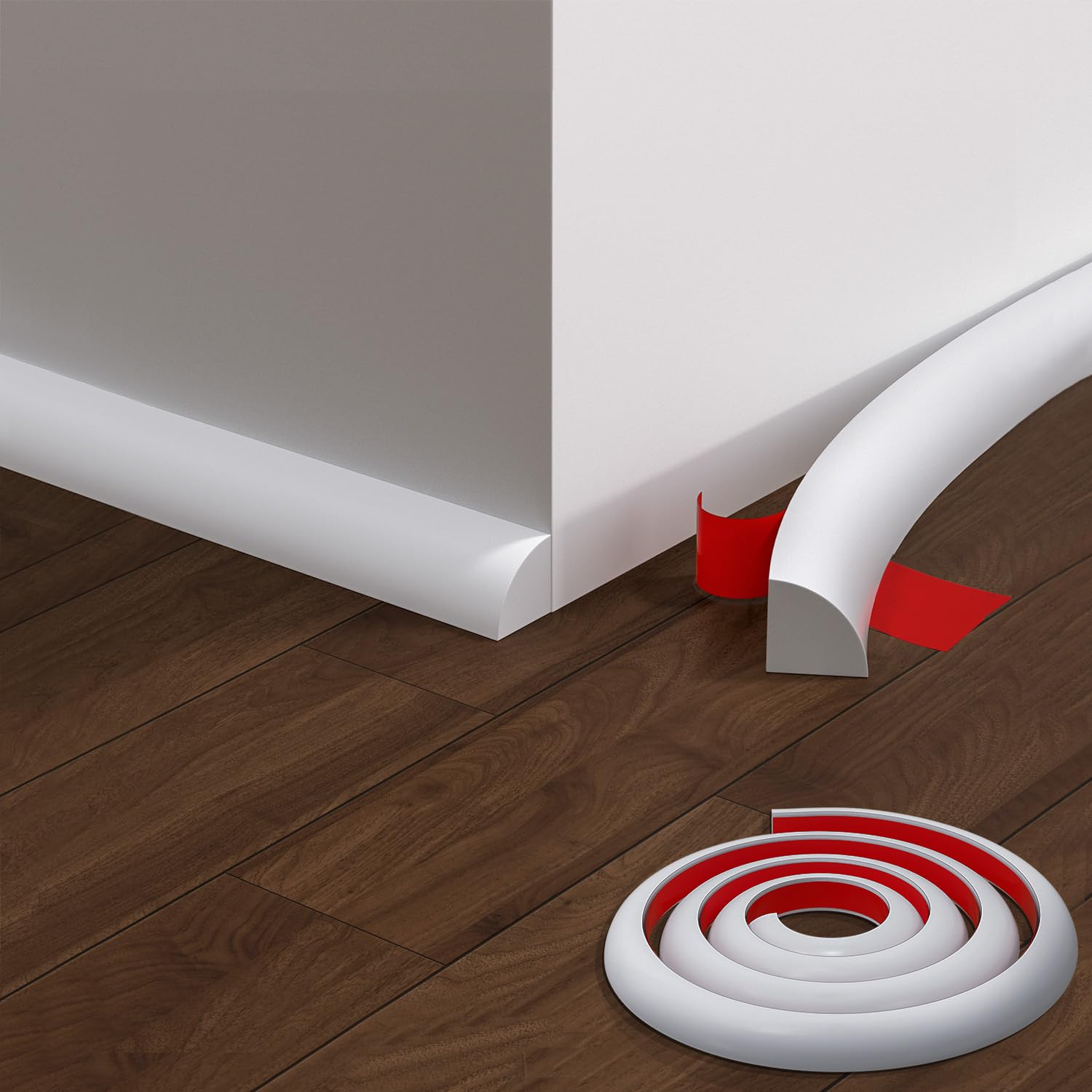 PATTENGO flexible quarter-round with peel-stick back for quick edge finishing