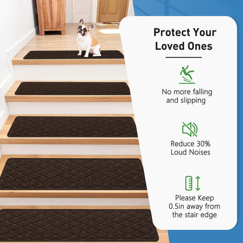 PATTENGO noise-reduction stair treads soften footsteps and reduce indoor echo