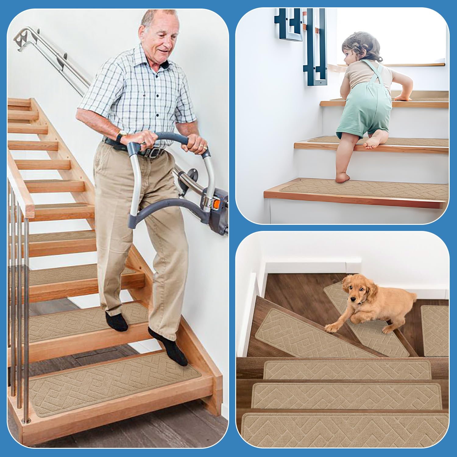 PATTENGO cut-to-fit treads shown trimmed to fit corners
