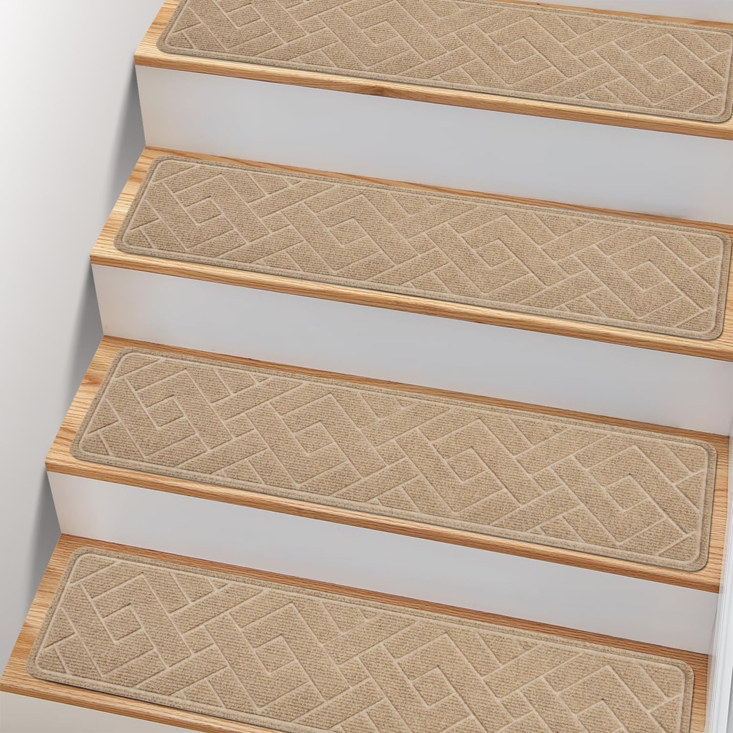 PATTENGO non-slip stair treads top view on wooden stairs reduce slip risk
