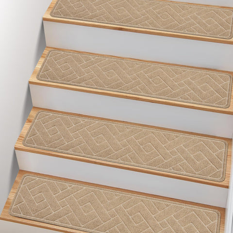 PATTENGO non-slip stair treads top view on wooden stairs reduce slip risk