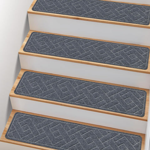 PATTENGO non-slip stair treads on wooden stairs improve grip and safety.