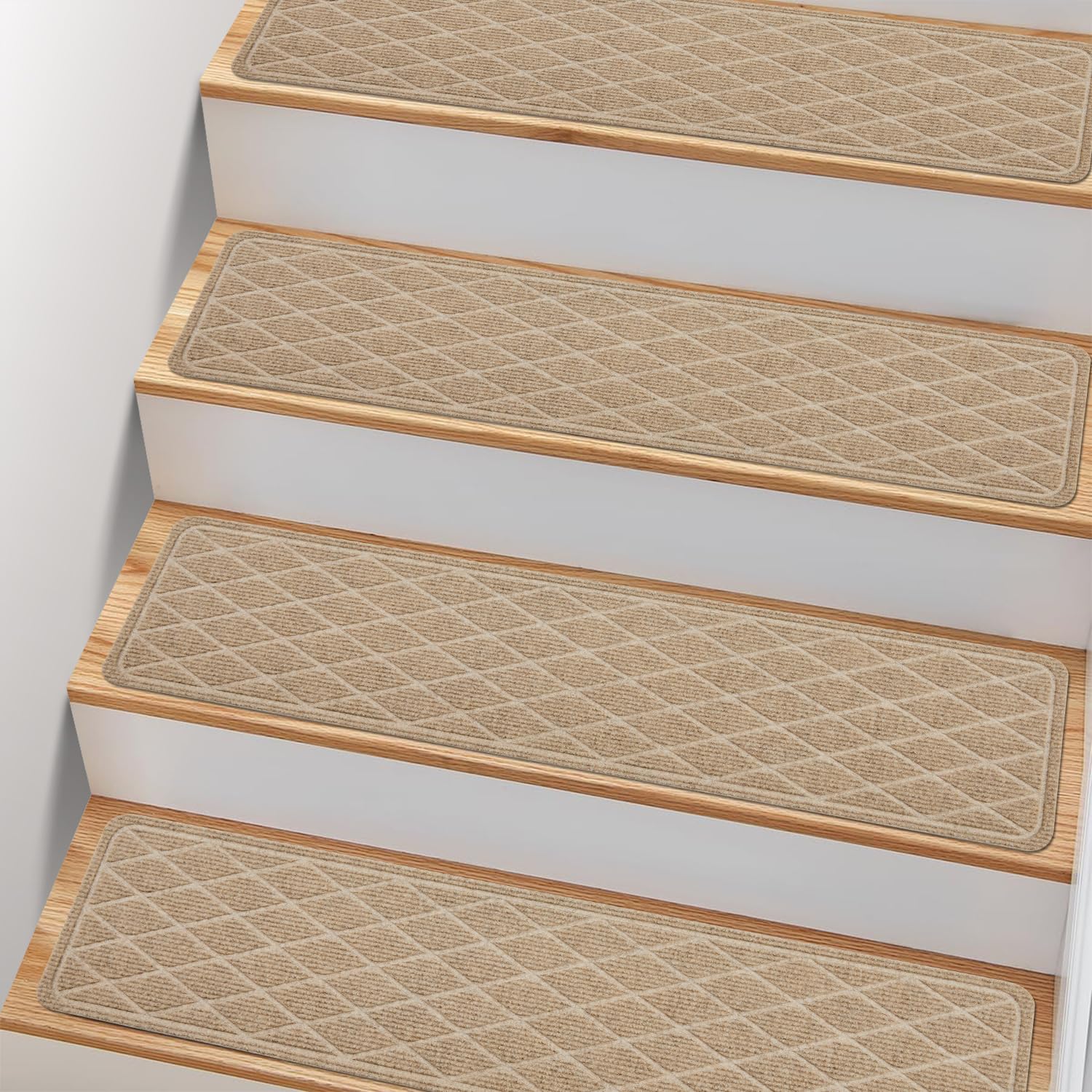 PATTENGO non-slip stair treads on wood steps for safer daily use.
