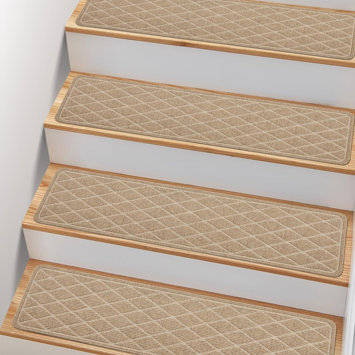 PATTENGO non-slip stair treads on wood steps for safer daily use.