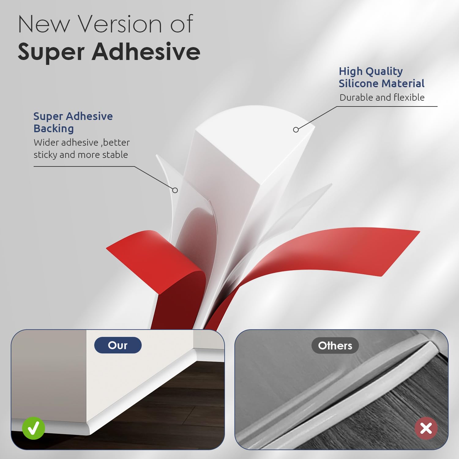 PATTENGO rubber quarter-round white, waterproof for kitchens and baths