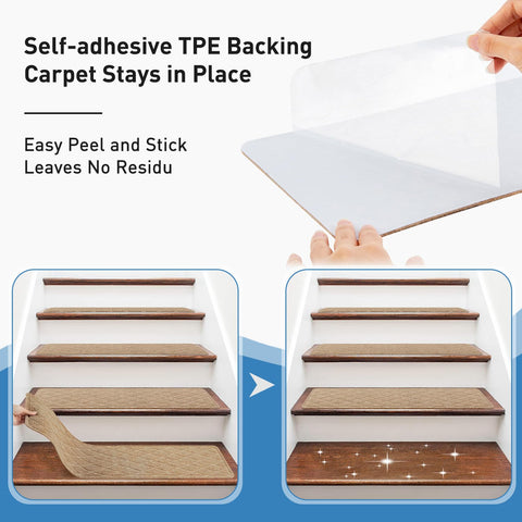 PATTENGO easy-install no-glue stair treads, just clean, peel, and stick.