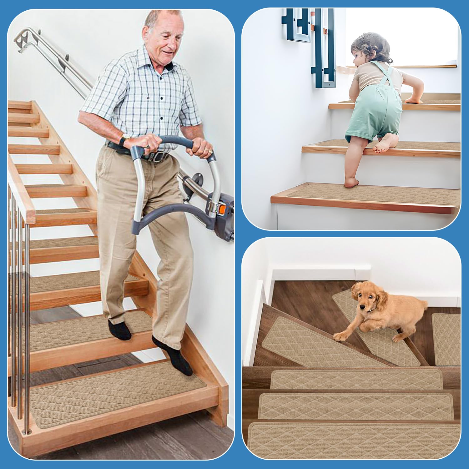 PATTENGO stair treads suitable for kids, elders, and pets for better footing.