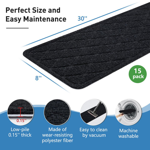 PATTENGO polyester stair tread reduces footstep noise for a calmer home