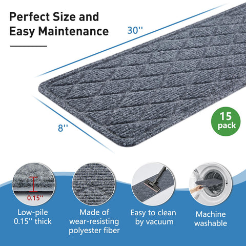 PATTENGO washable stair treads ready for easy cleaning and reuse