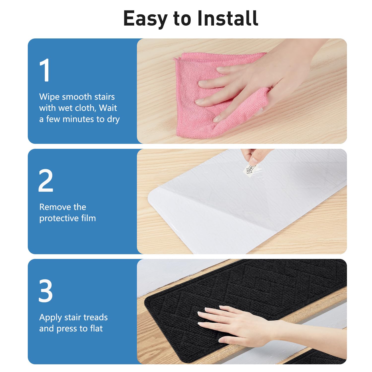 PATTENGO compatible with hardwood, tile, and more indoor stairs.