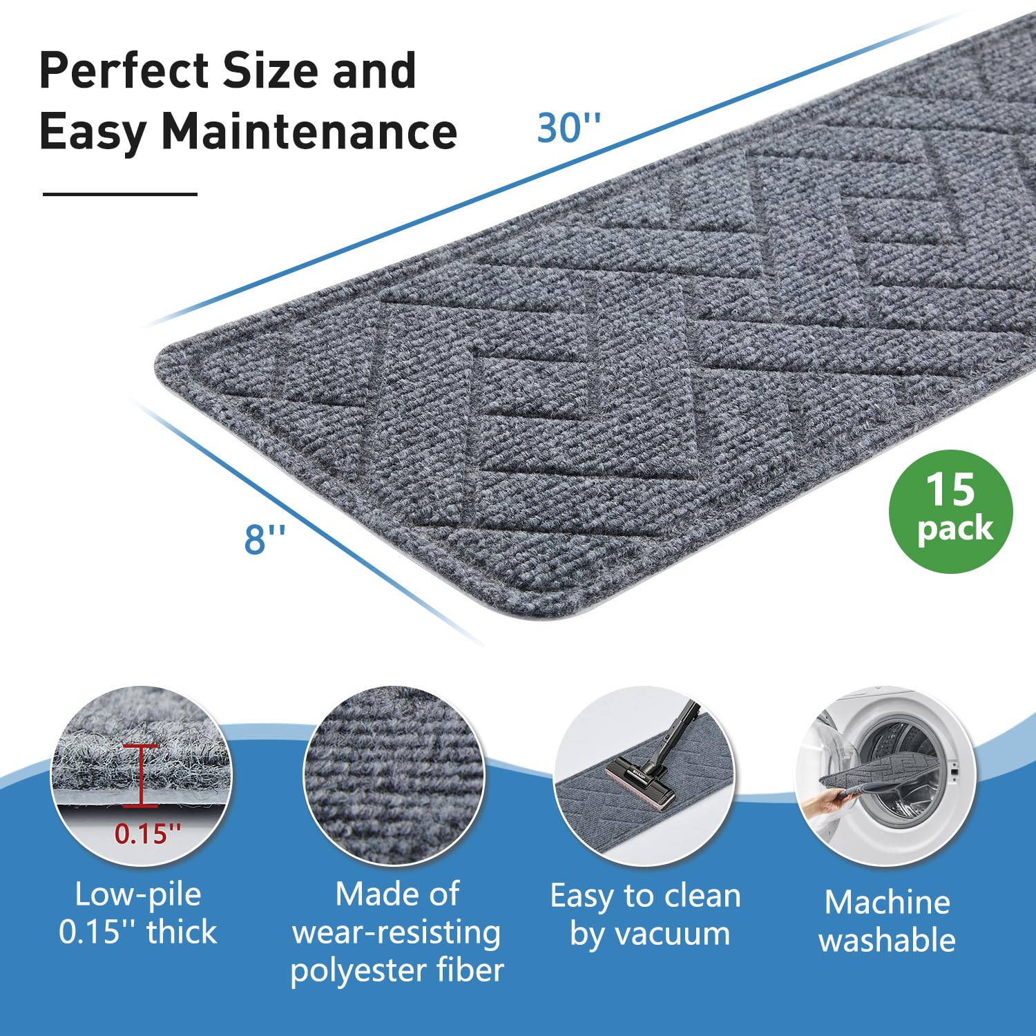 PATTENGO stair treads on wooden steps reduce noise for a calmer home.