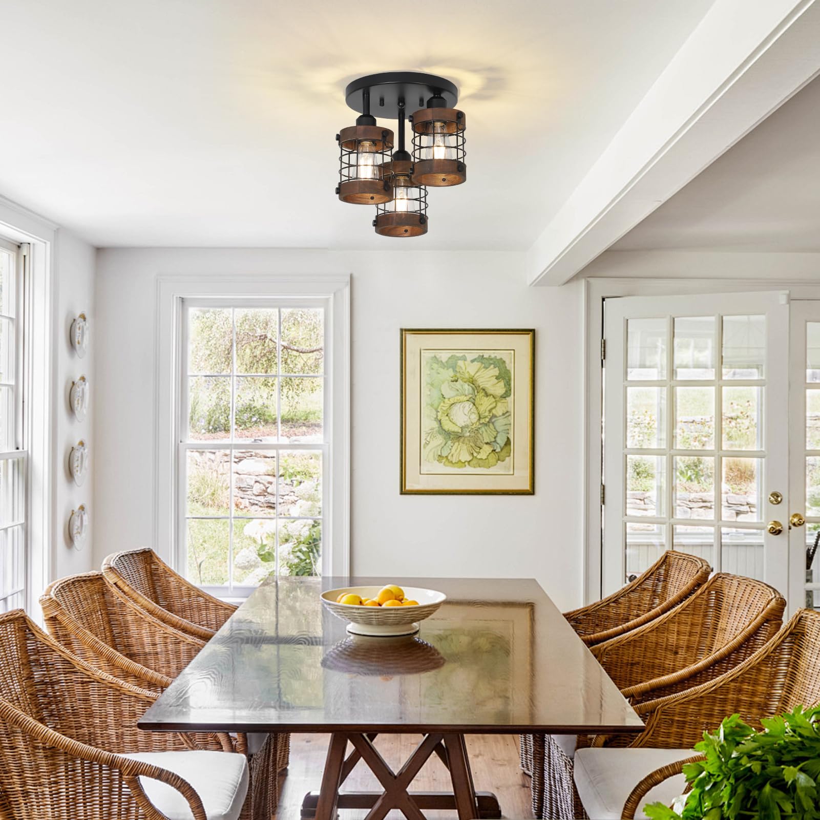 PAUFUL 3 lamp holders support LED incandescent or CFL bulbs