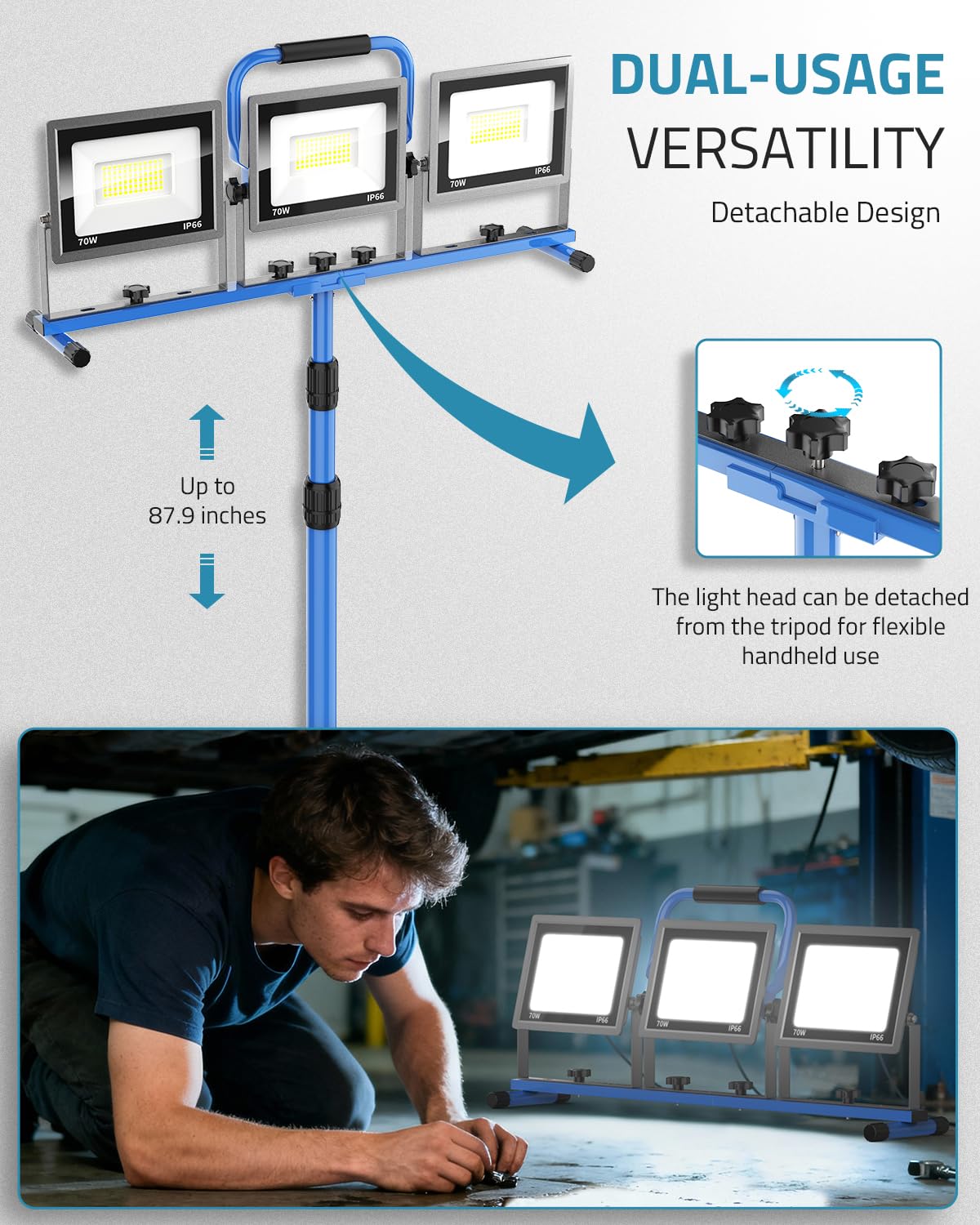 PAULINN light heads rotate 360-degree horizontally and 180-degree vertically for precise positioning