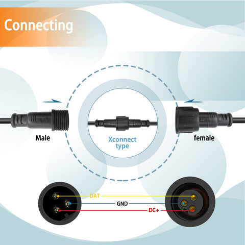 paulzhang Xconnect 50cm 3-pin female pigtail for secure LED linking