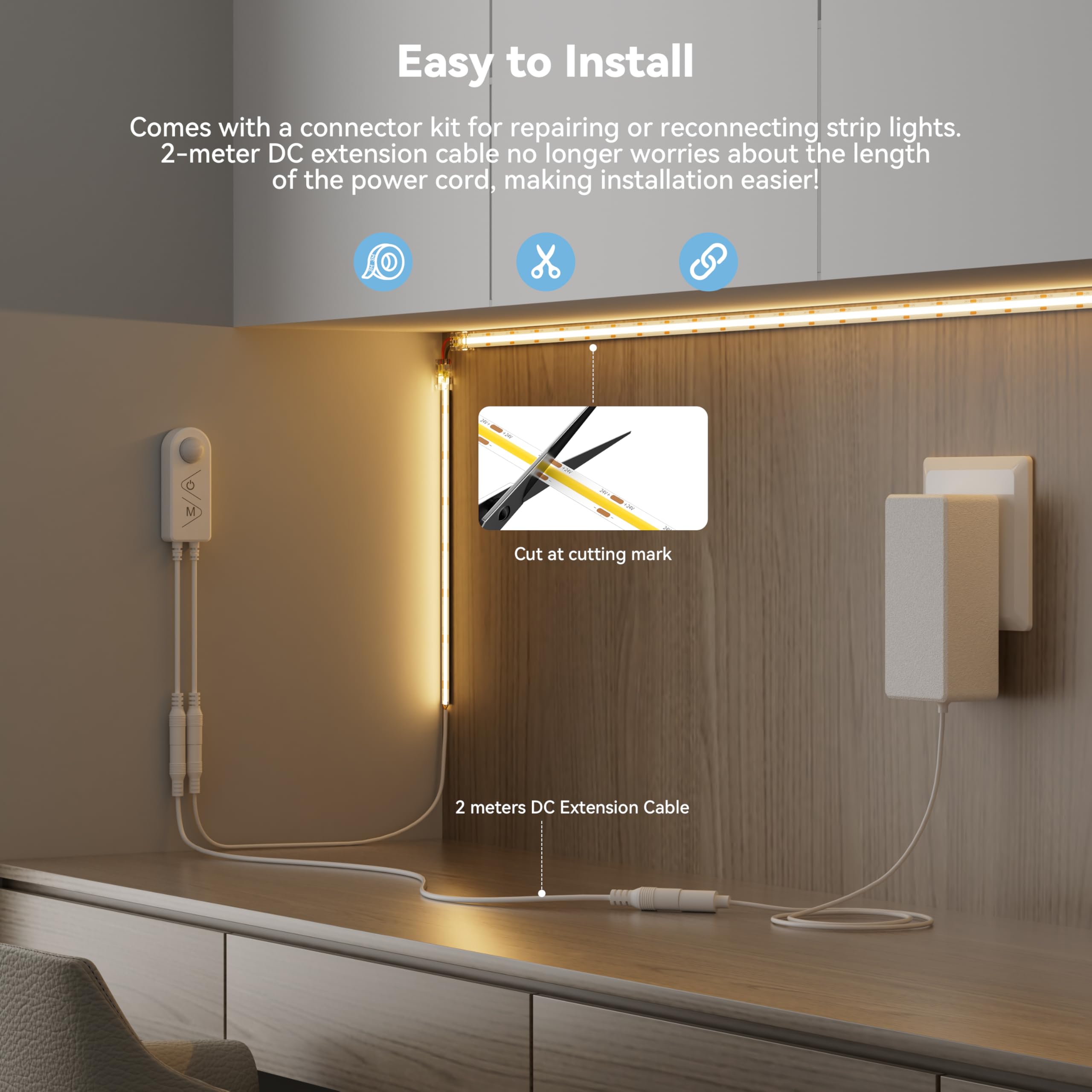 PAUTIX 20ft power and extension cable simplifies placement.