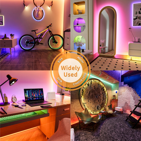 PAUTIX 9.84ft RGB COB LED strip covers larger spaces with continuous color.