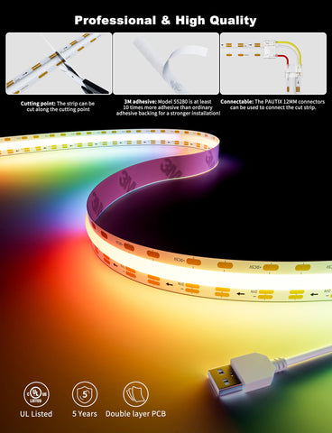 PAUTIX app and remote-controlled LED strip for flexible light control.