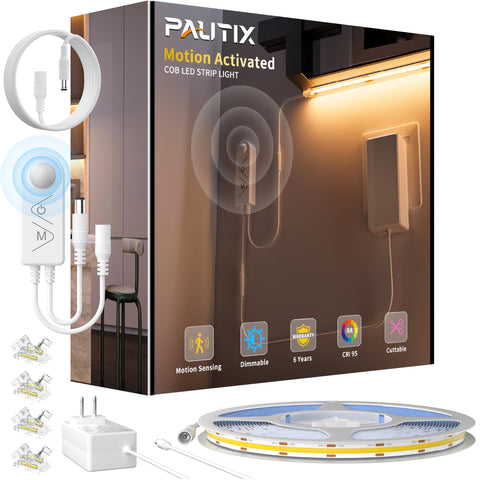 PAUTIX COB LED strip with 2700K warm white for cozy ambient lighting.