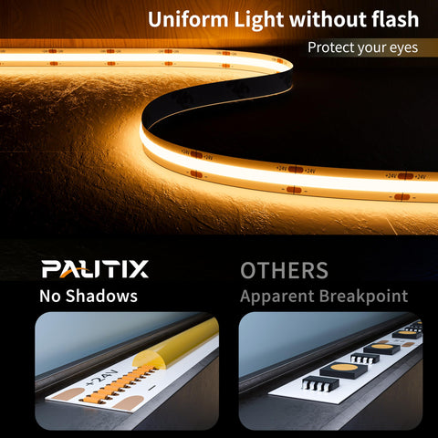 PAUTIX COB LED strip 2700K warm white ideal for cozy cabinet lighting