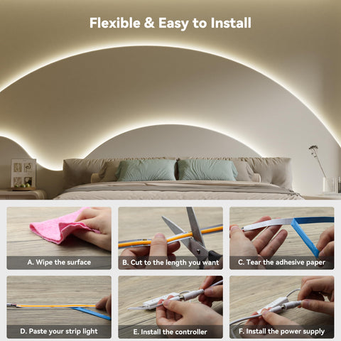 PAUTIX COB LED strip installed in kitchen cabinet offers sleek ambient lighting