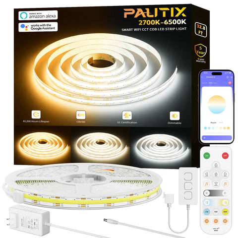 PAUTIX ten-meter COB LED strip light offers tunable white for versatile rooms.
