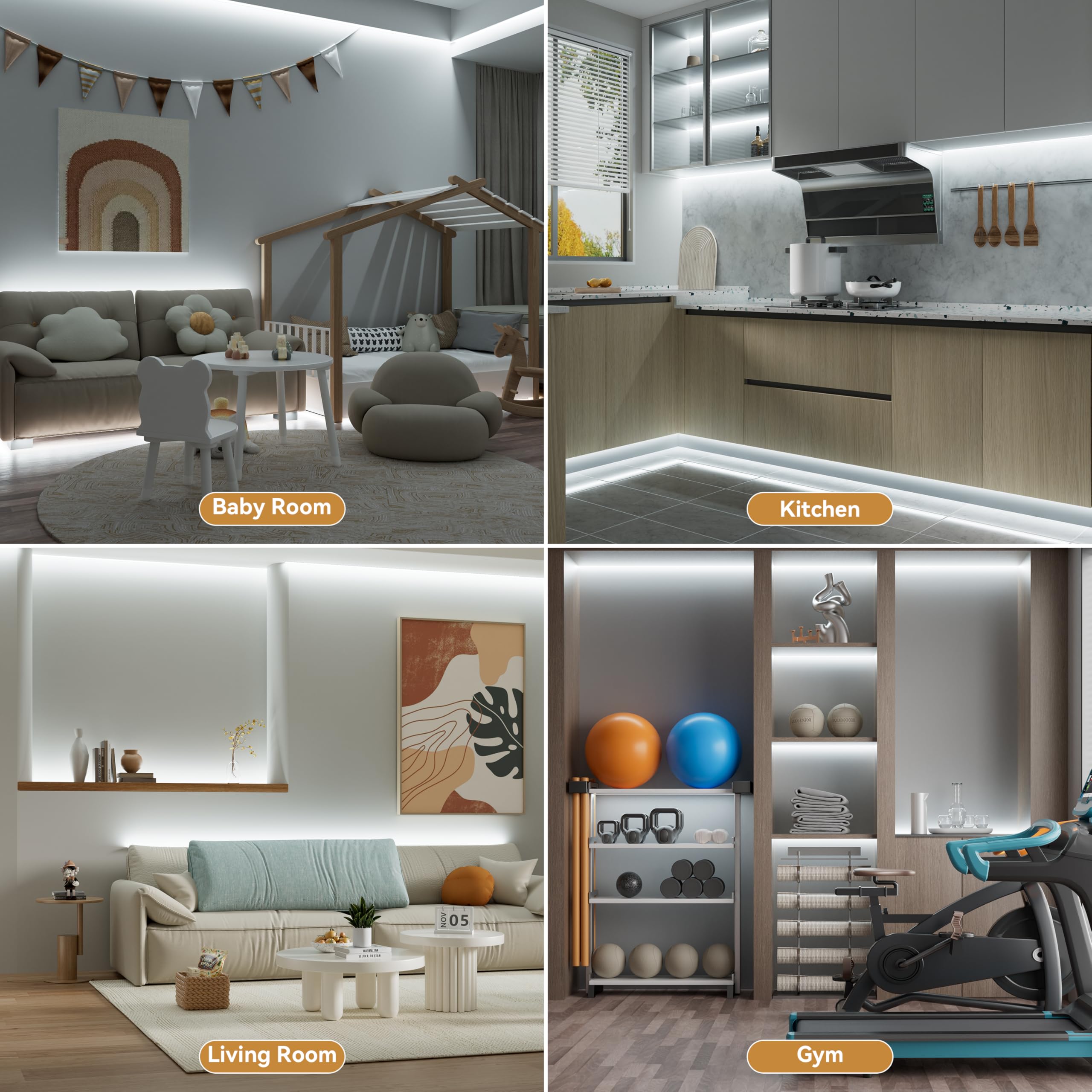 Bright 6000K daylight white ideal for studios and offices