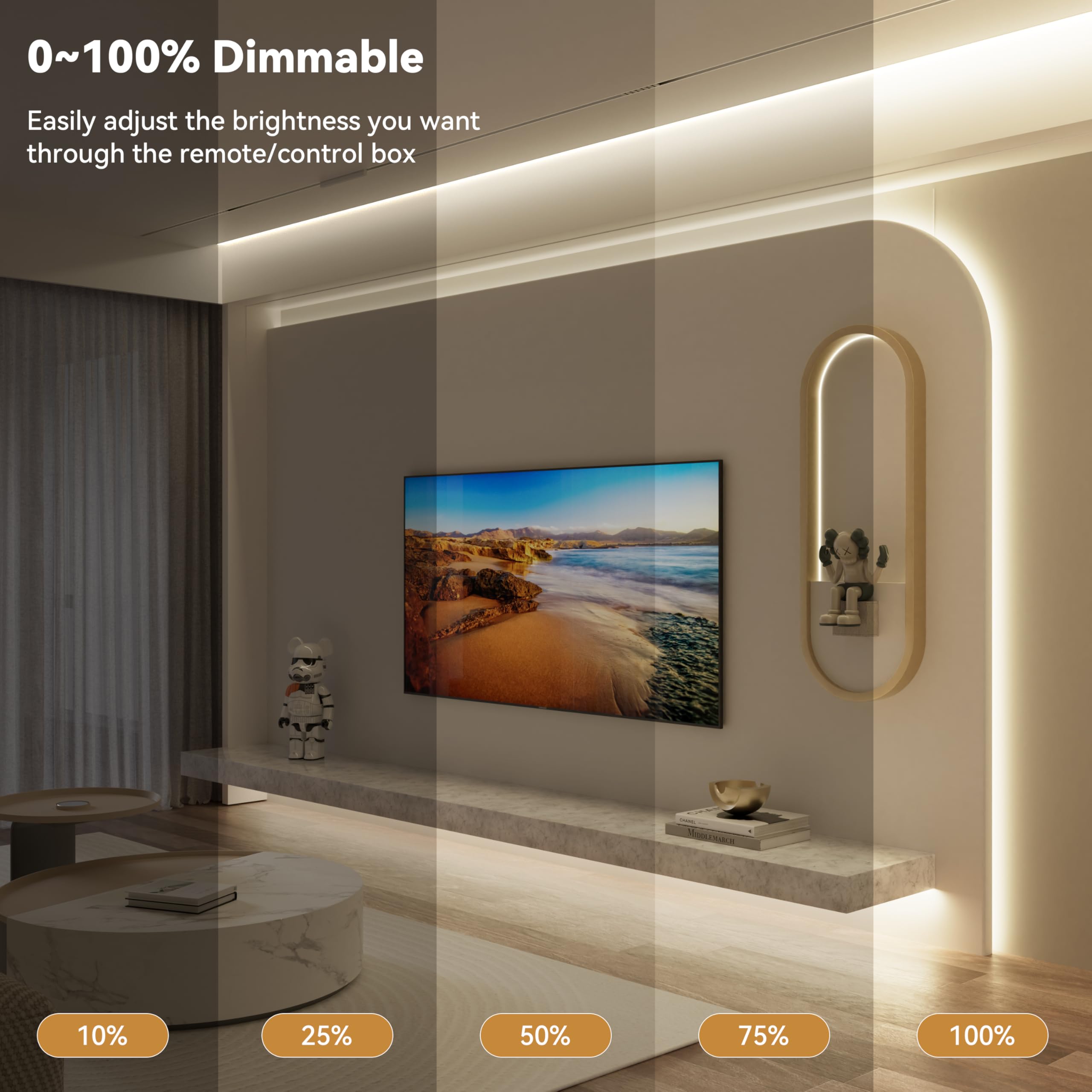 PAUTIX COB LED strip with RF remote demonstrates easy cross-room control