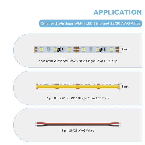 PAUTIX strip-to-wire connection on a COB LED strip for reliable extension