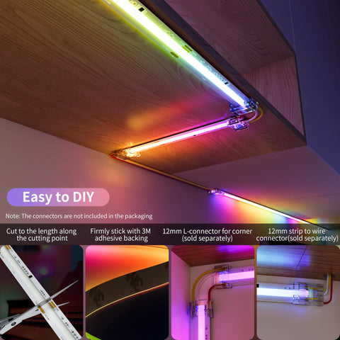 PAUTIX dotless LED strip cut-point detail for easy DIY customization.