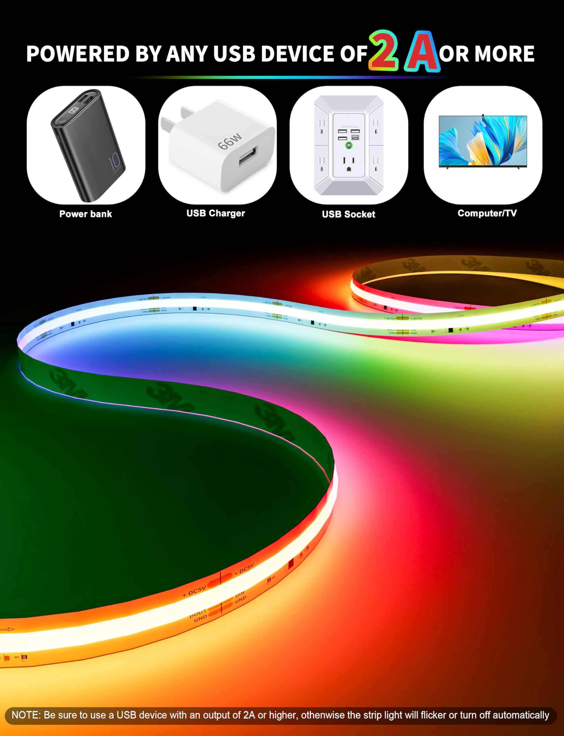 PAUTIX flexible COB LED strip bends to fit shelves and corners.