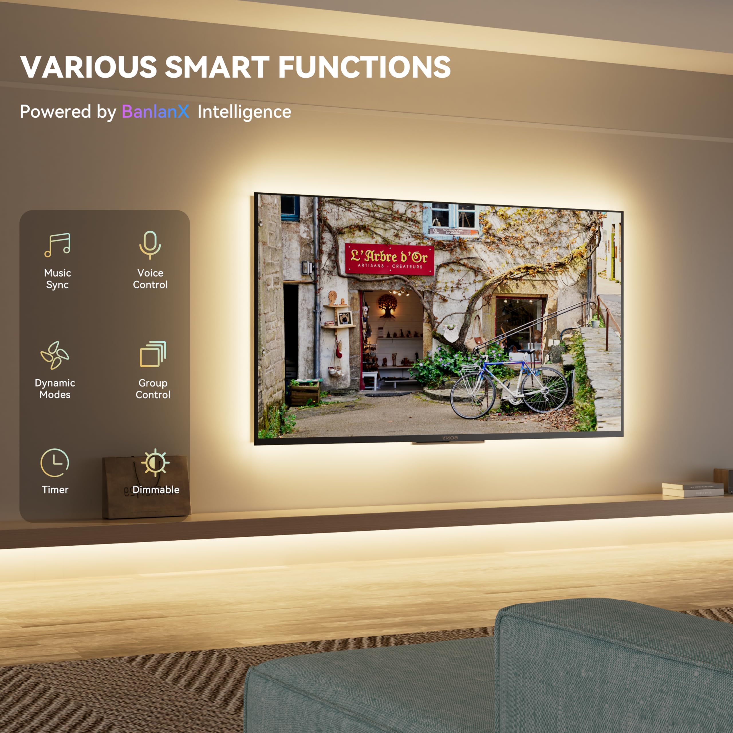 PAUTIX LED strip with voice control via Alexa/Google for hands-free operation
