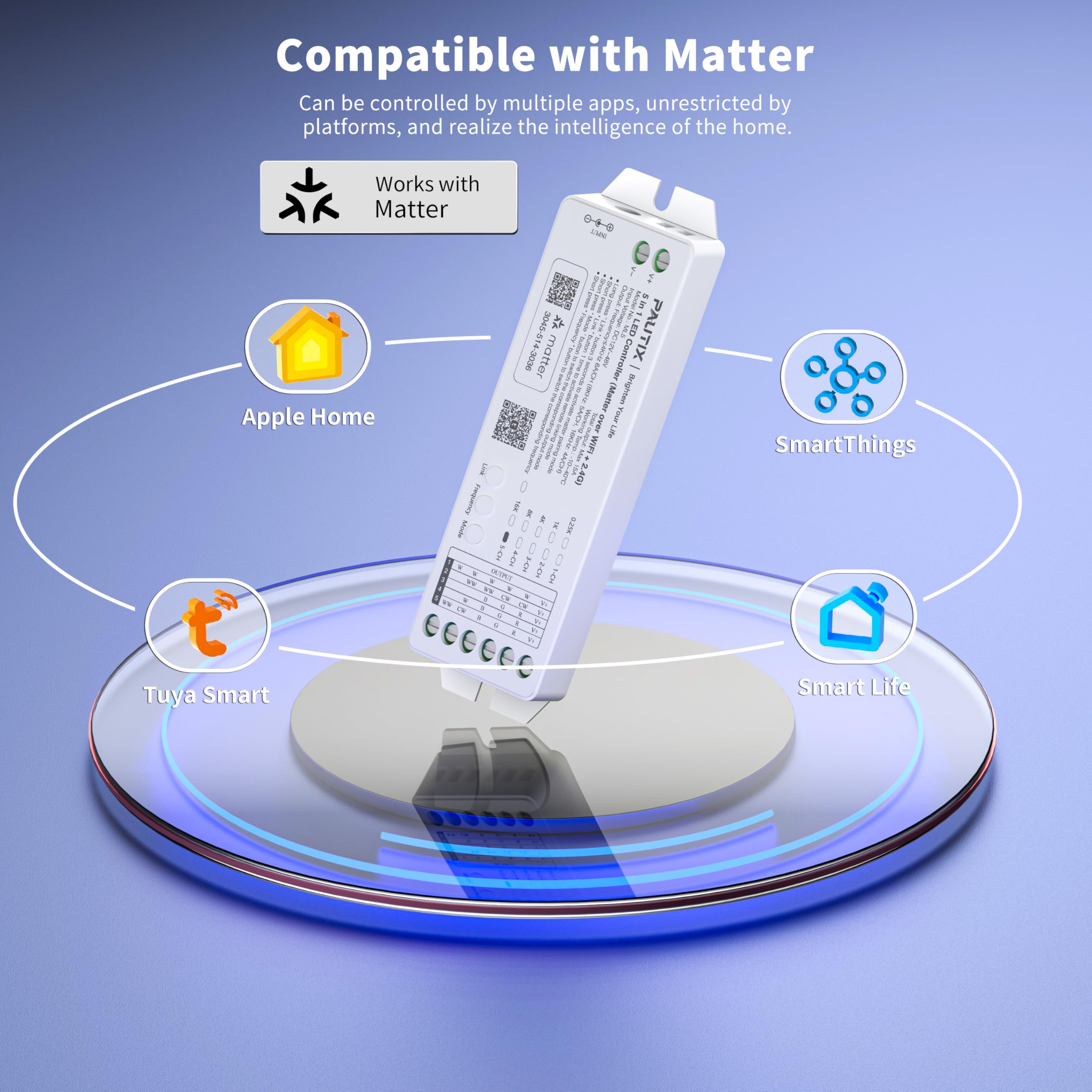 PAUTIX Matter WiFi Controller side view showing compact form for flexible installation.