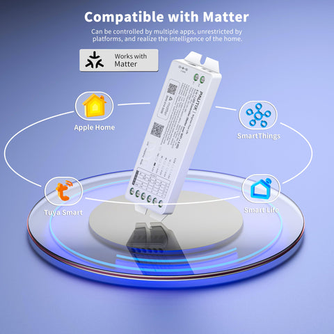 PAUTIX Matter WiFi Controller side view showing compact form for flexible installation.