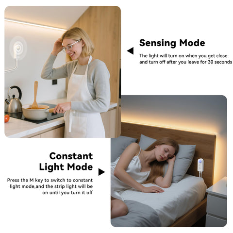 PAUTIX motion sensor LED strip for hands-free closet and cabinet lighting.