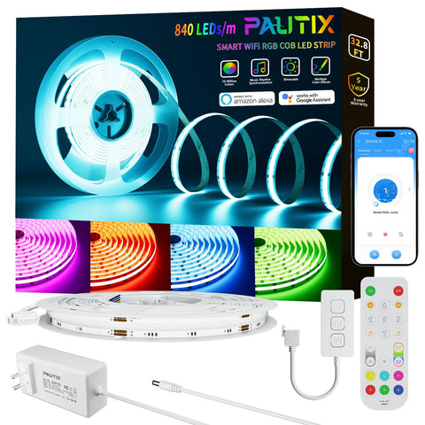 PAUTIX RGB COB LED strip 32ft for seamless wall color