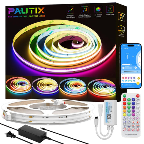 PAUTIX RGB IC COB strip 10m setup for vibrant color customization in any room
