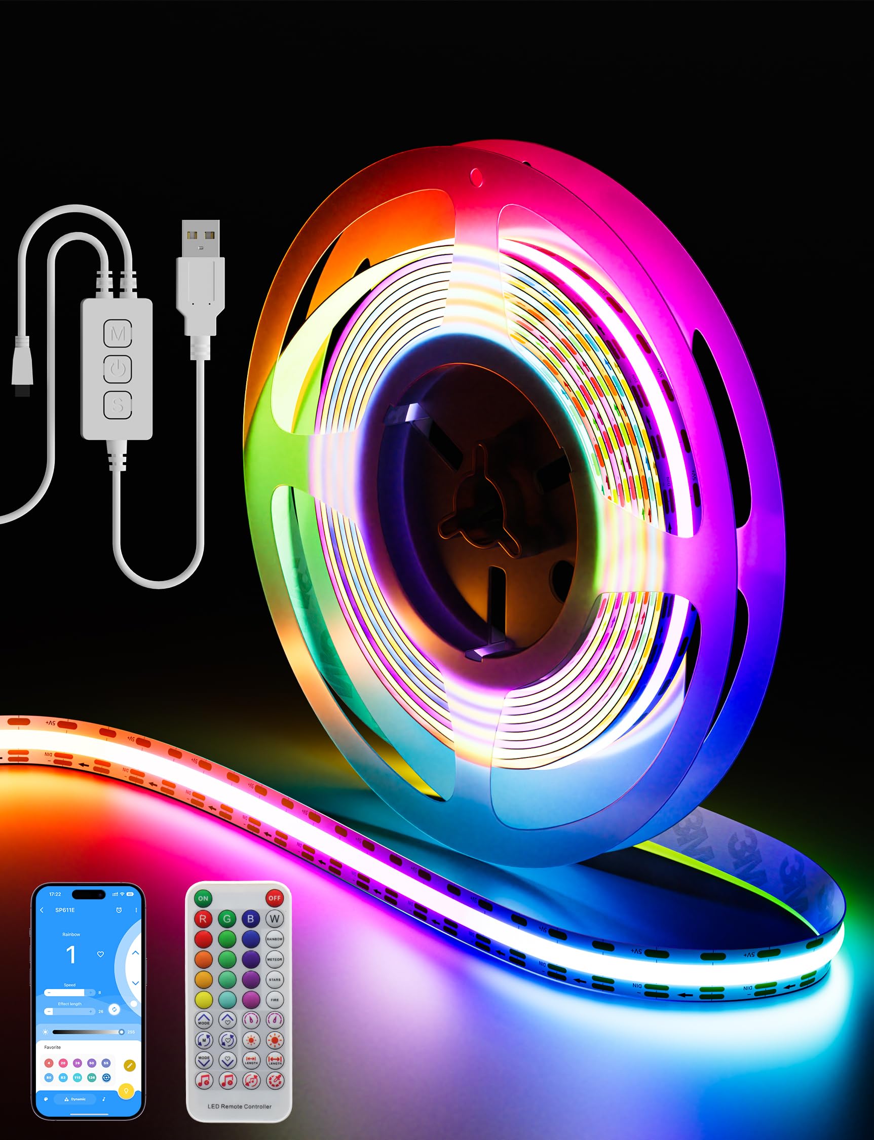 PAUTIX RGB smart IC USB LED strip on TV wall for immersive color.