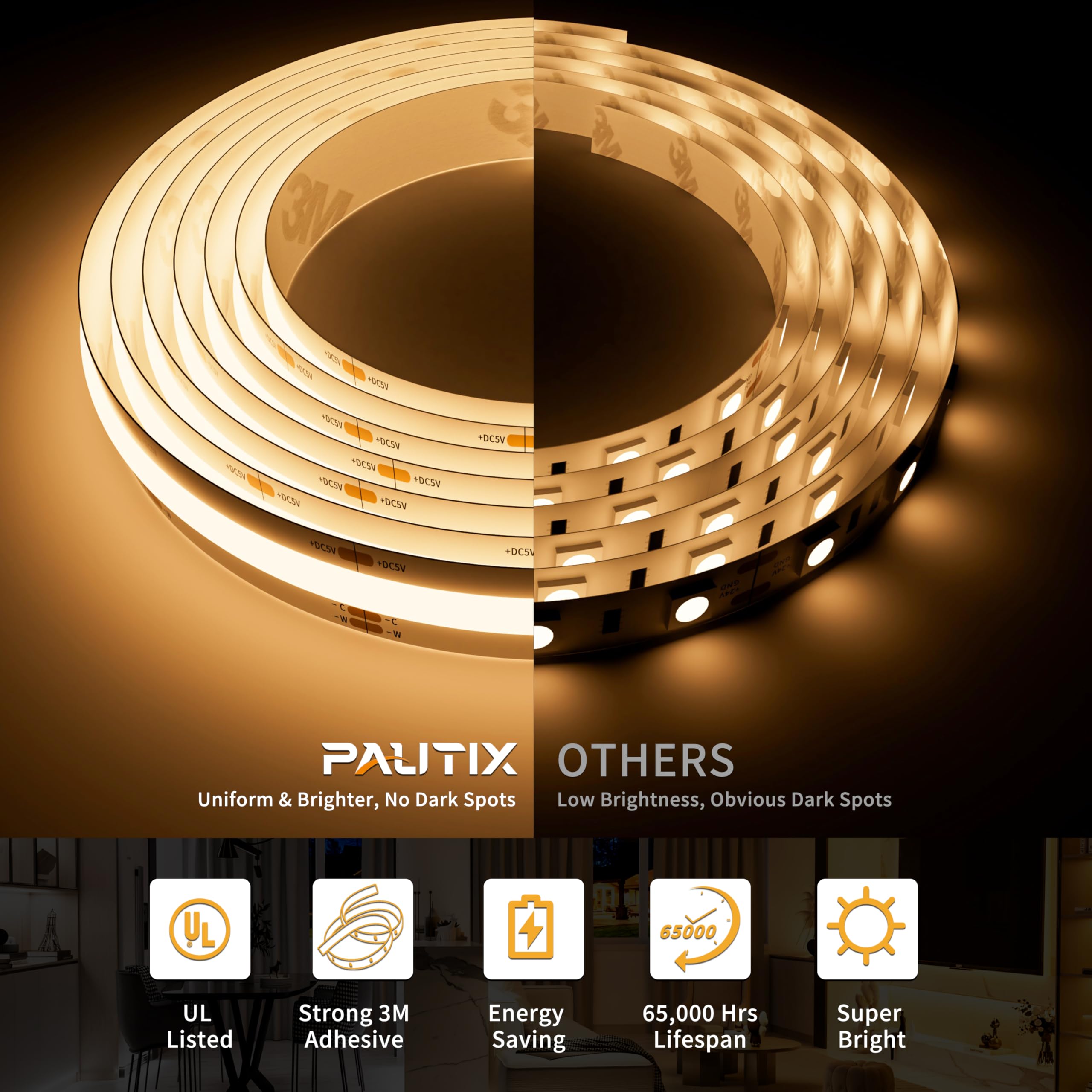 PAUTIX tunable 2700K-6500K strip supports cozy to white ambiance