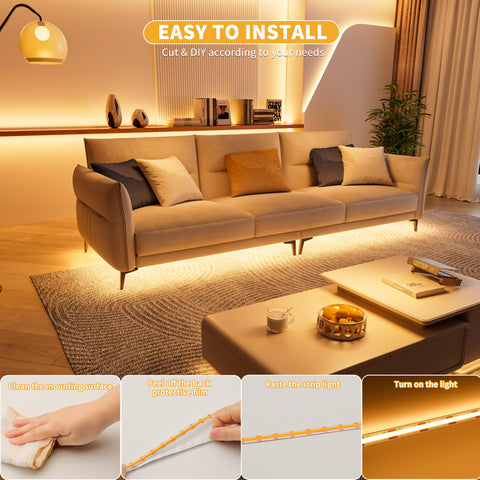 PAUTIX remote-dimmable LED strip allows easy brightness control.