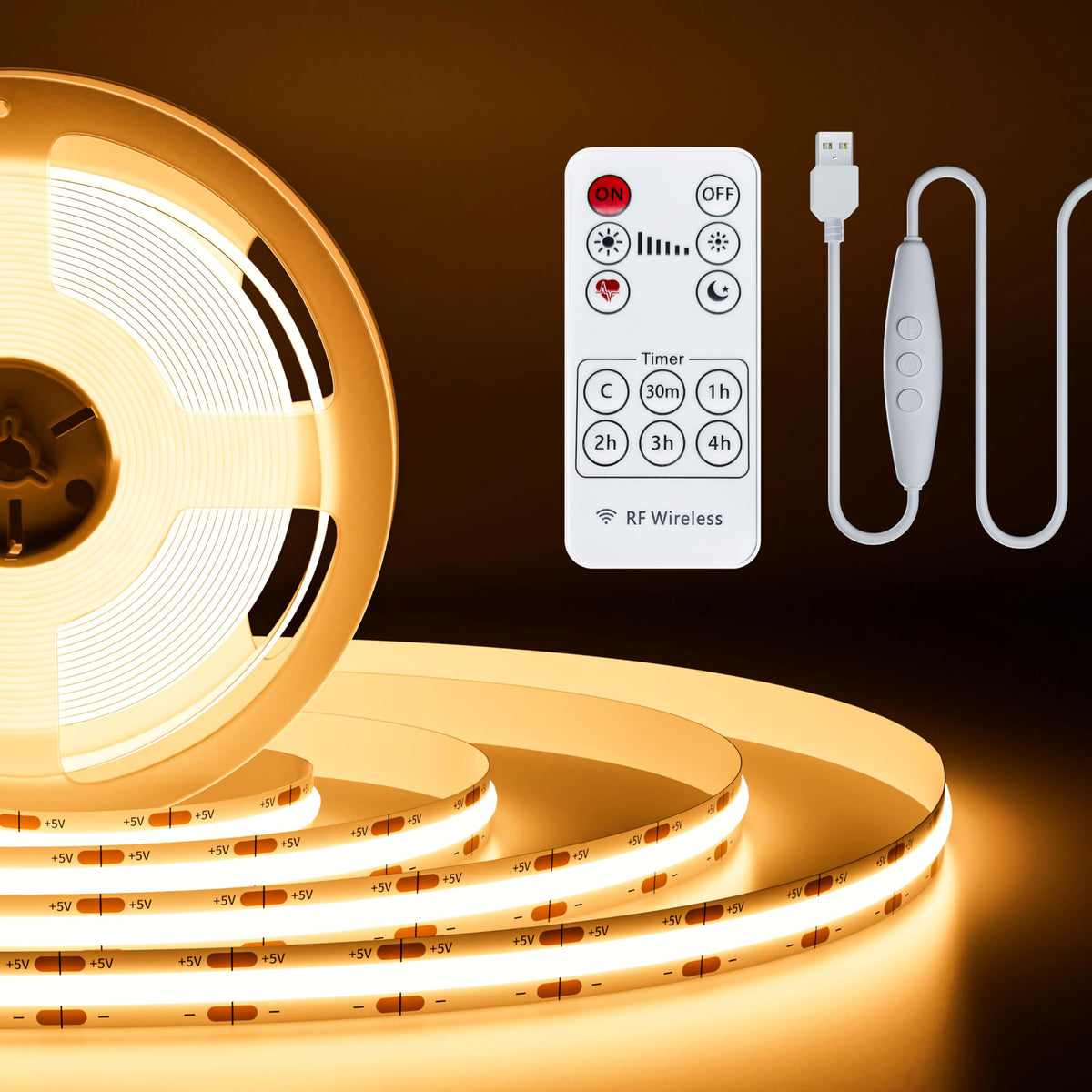 PAUTIX USB COB LED strip TV backlight for immersive, even illumination.