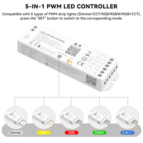 PAUTIX WiFi 5-in-1 controller dimmable colors for mood lighting