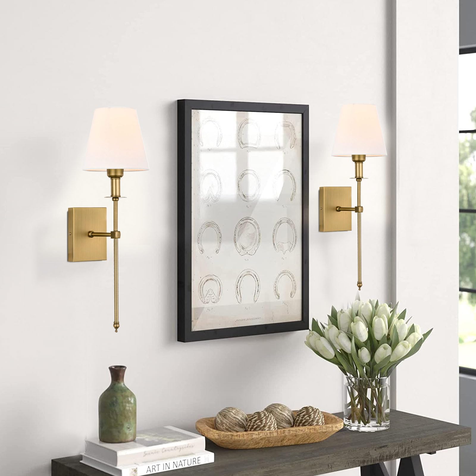 Pauwer slim wall sconces used as bathroom vanity lighting for mirror tasks