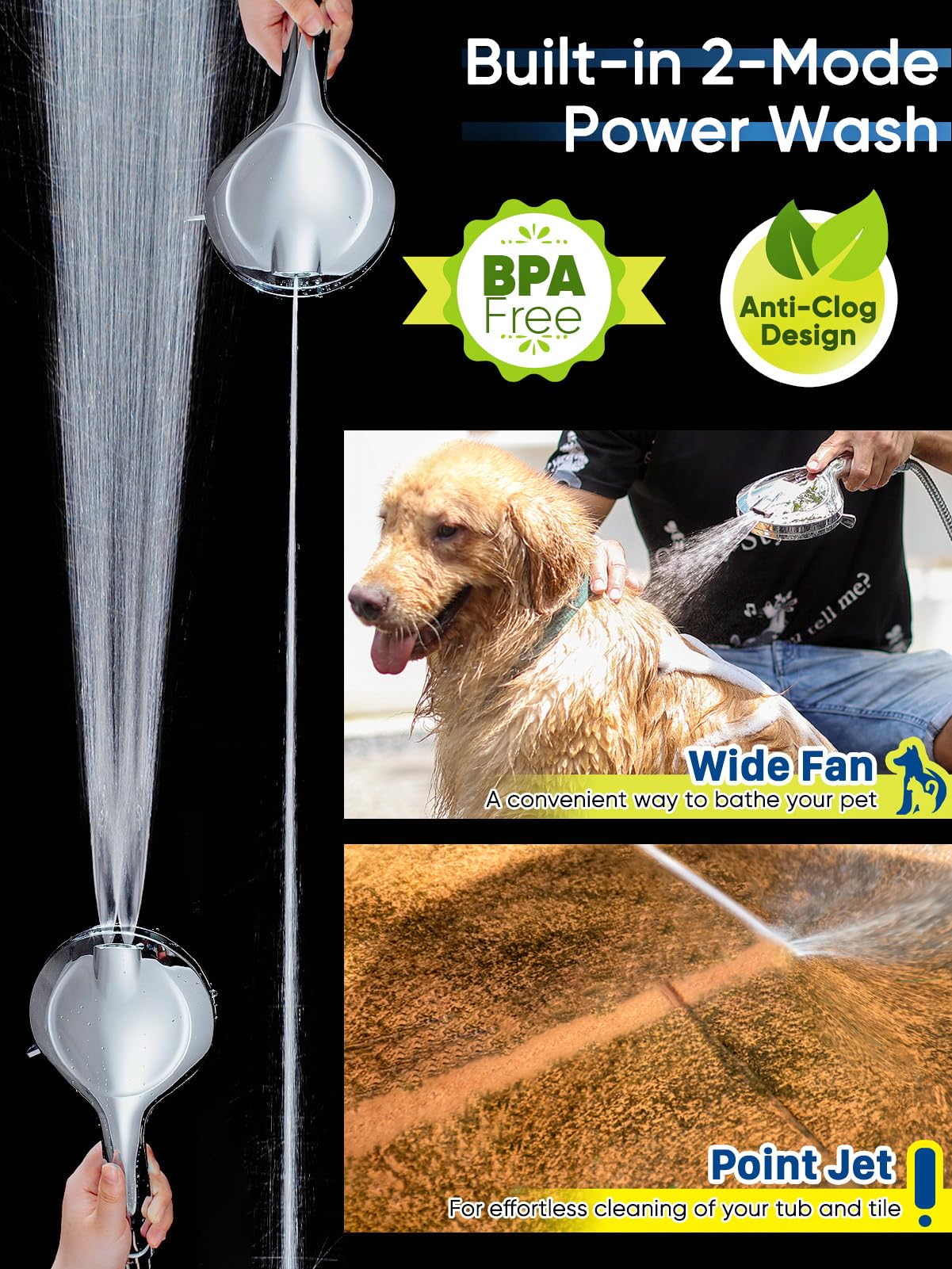 Pavezo detachable shower head with built-in filter for cleaner water