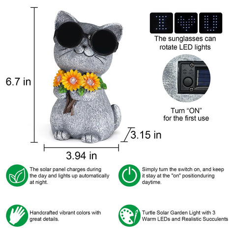 Pawatee cat sunglasses LED rotate adds playful lighting to your patio.